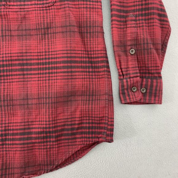 Orvis Shirt Mens XL Red Black Plaid Flannel Button Front Long Sleeve Two Pocket - Picture 3 of 16